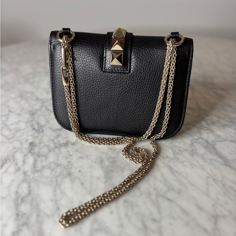 Valentino Garavani Black Leather Crossbody Bag with Gold Studs - Picture 5 of 7